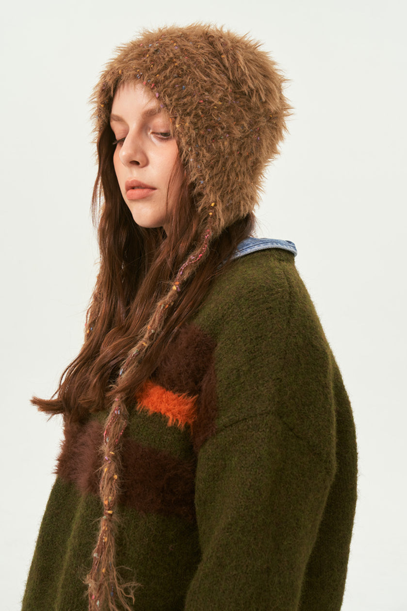Warme Wintermütze mit Bärenmotiv für Damen