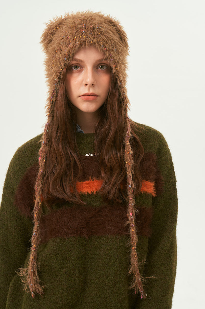 Warme Wintermütze mit Bärenmotiv für Damen