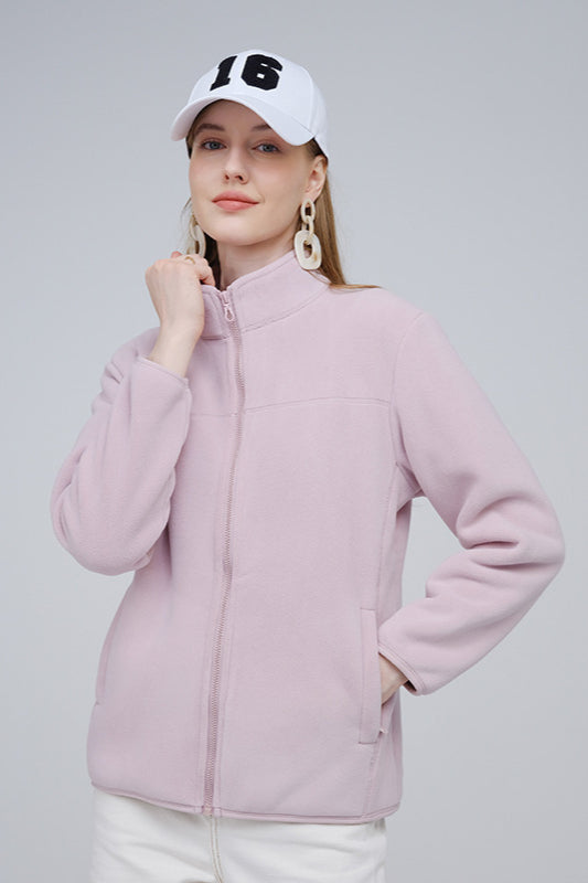 Fleecejacke Damen weich warm Reißverschluss Taschen modisch