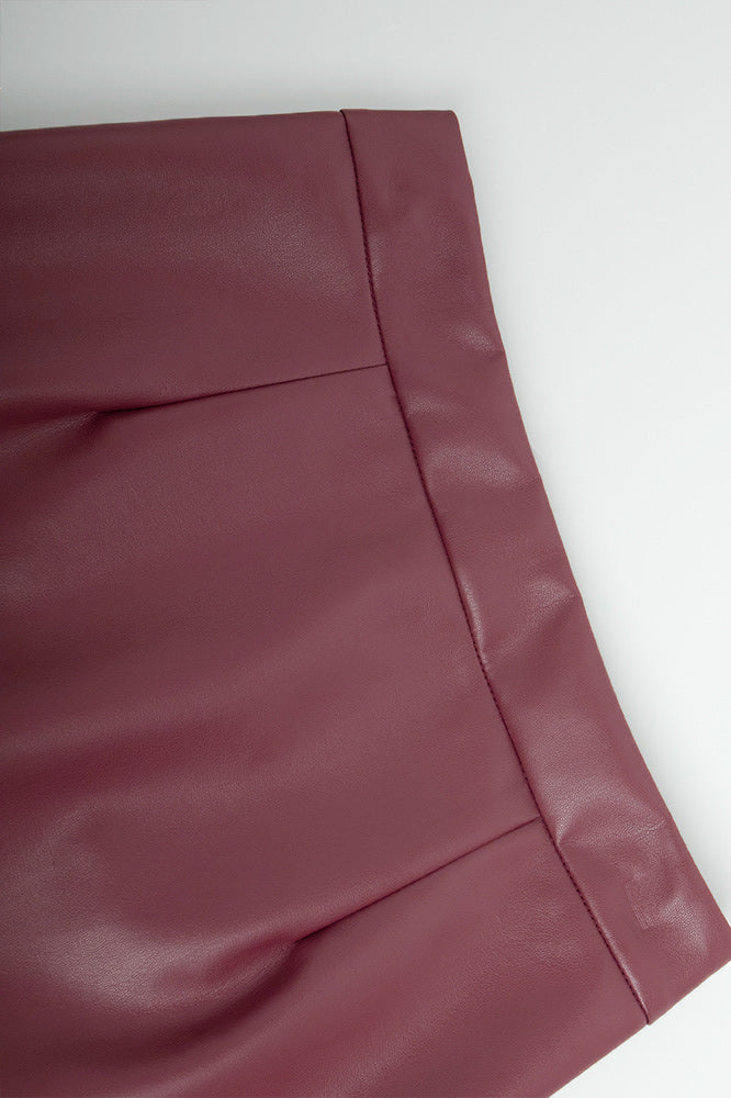 High-Waisted Faux Leather Midi Skirt