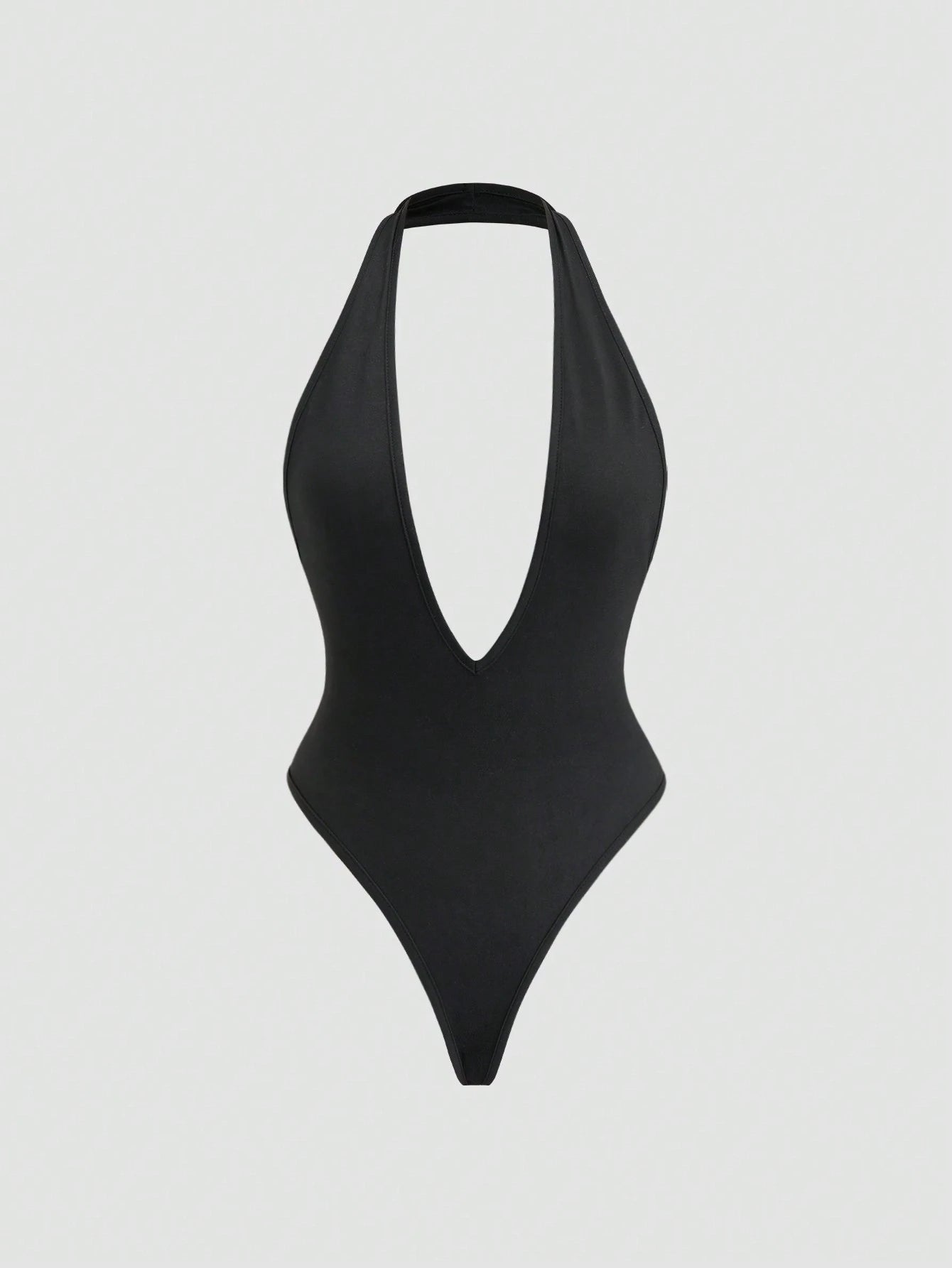 Obsidian Plunge Halter Bodysuit