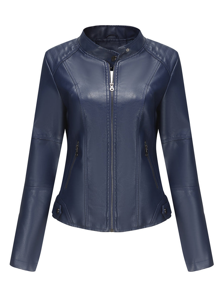 Damen Leder Faux Übergang Biker Jacke modisch