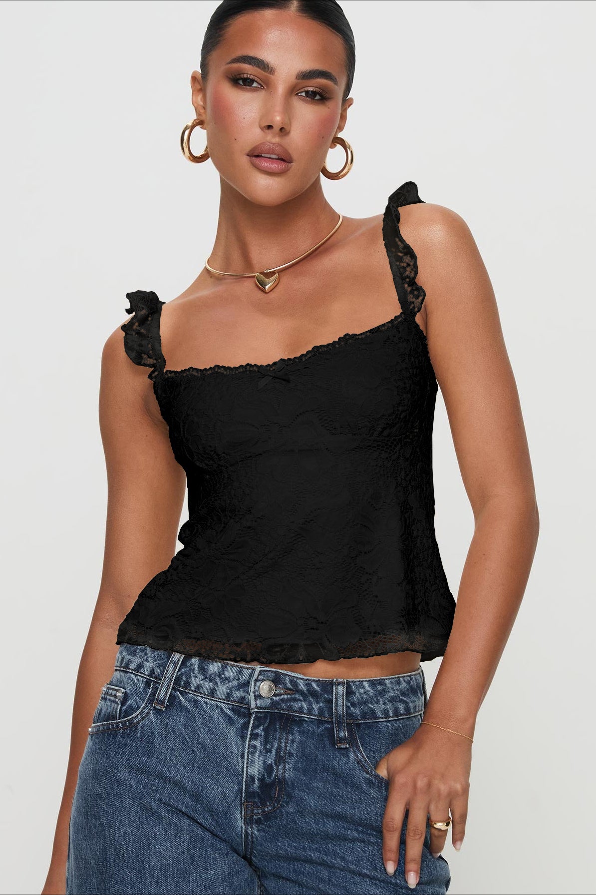 Rosette Ruffle Lace Camisole