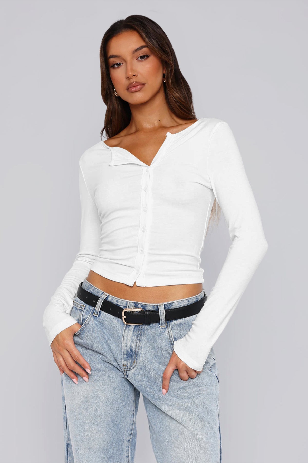 Women's Long-Sleeve Cropped Sweater