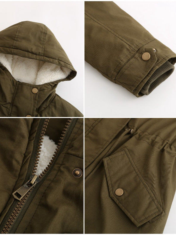 Damen Winterjacke mit Kapuze Parka Übergangsjacke