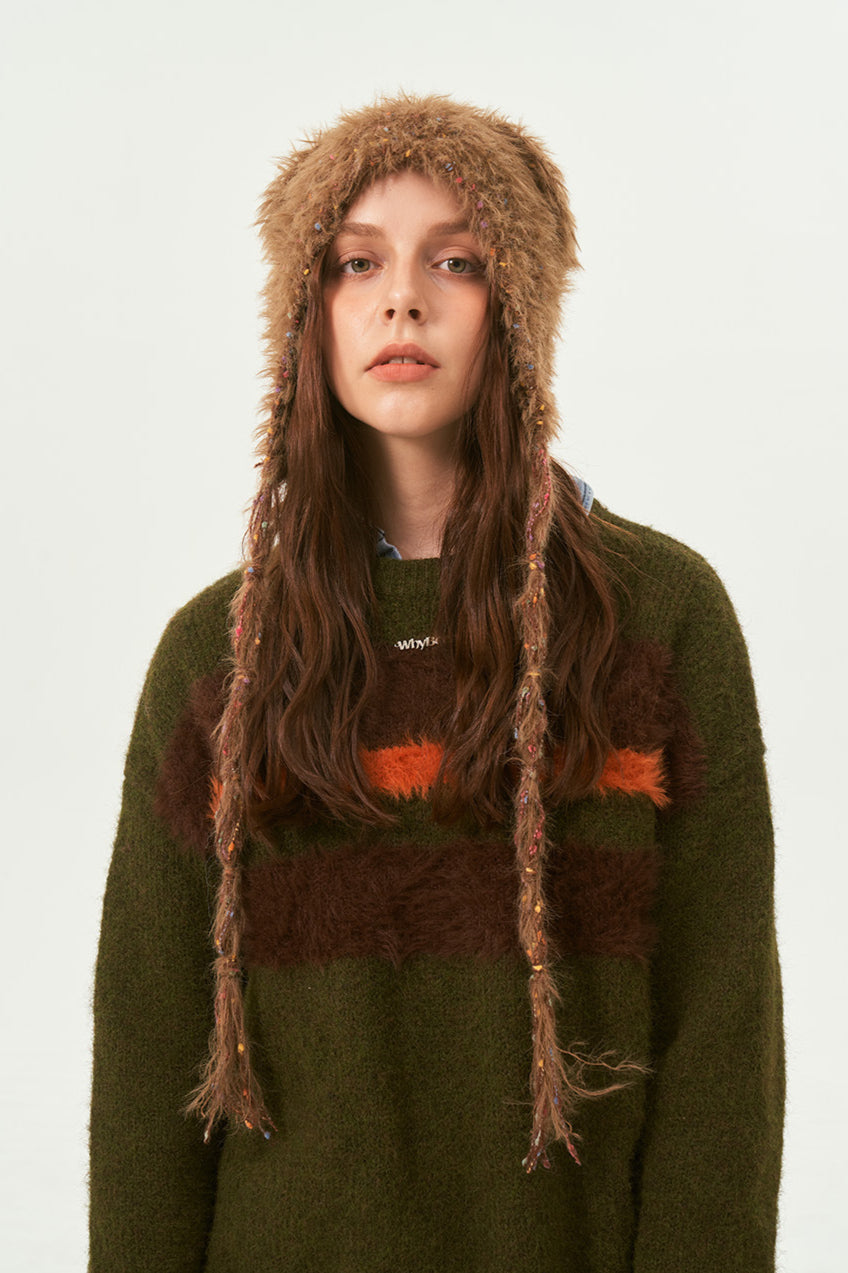 Warme Wintermütze mit Bärenmotiv für Damen