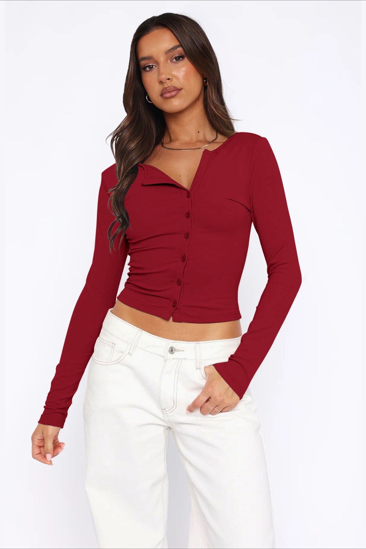 Women's Long-Sleeve Cropped Sweater