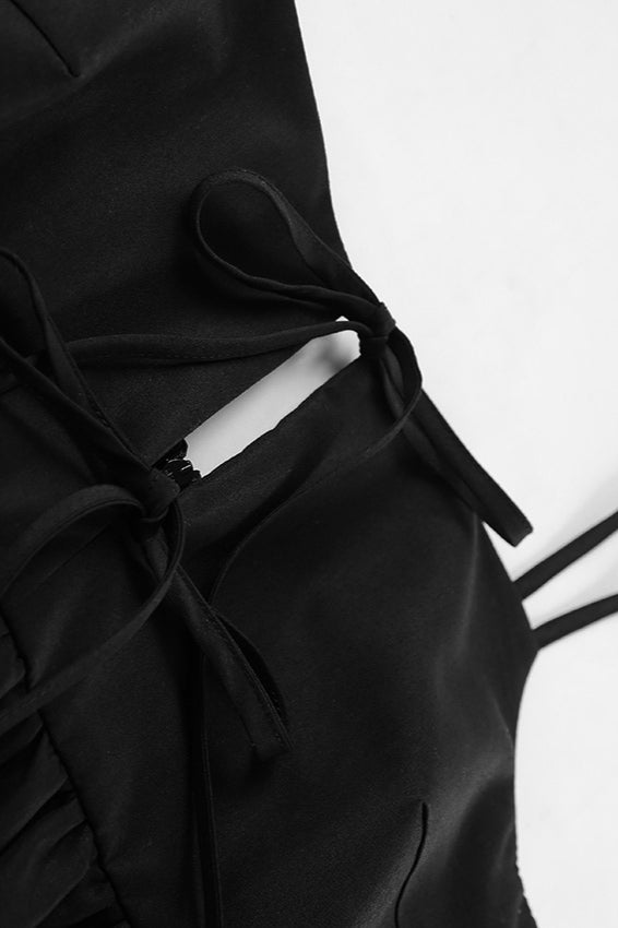 Noir Muse Bow-Tied Mini Dress