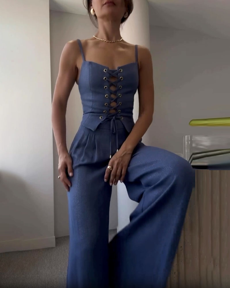 Matching Front Corset and Pants Set
