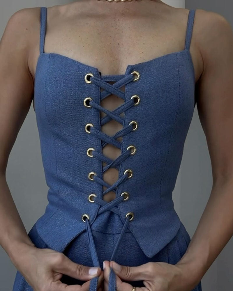 Matching Front Corset and Pants Set