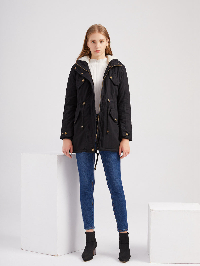Damen Winterjacke mit Kapuze Parka Übergangsjacke