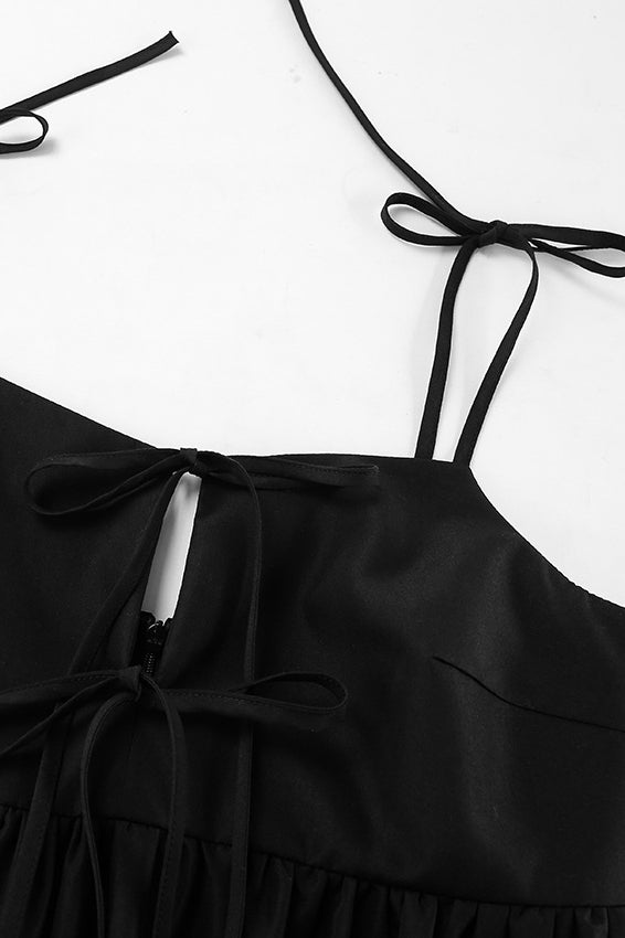 Noir Muse Bow-Tied Mini Dress