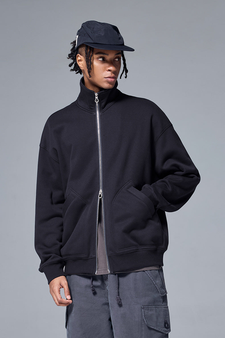 Sweatjacke Herren Reißverschluss hoher Kragen Casual Streetwear bequem