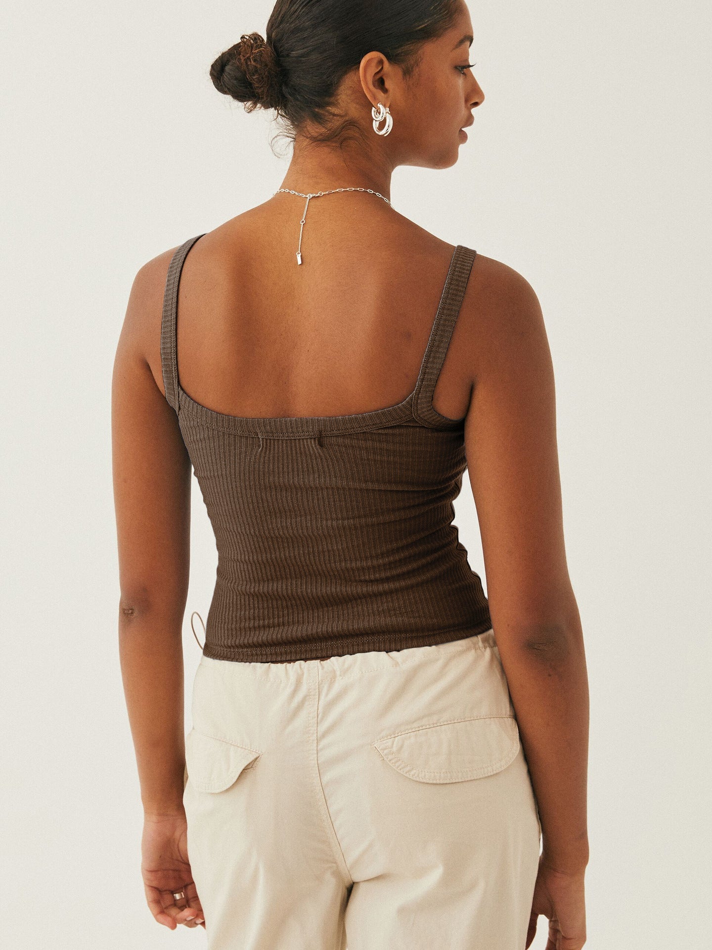 Dunkelbraunes Elegantes gestricktes Camisole-Oberteil ohne Ärmel
