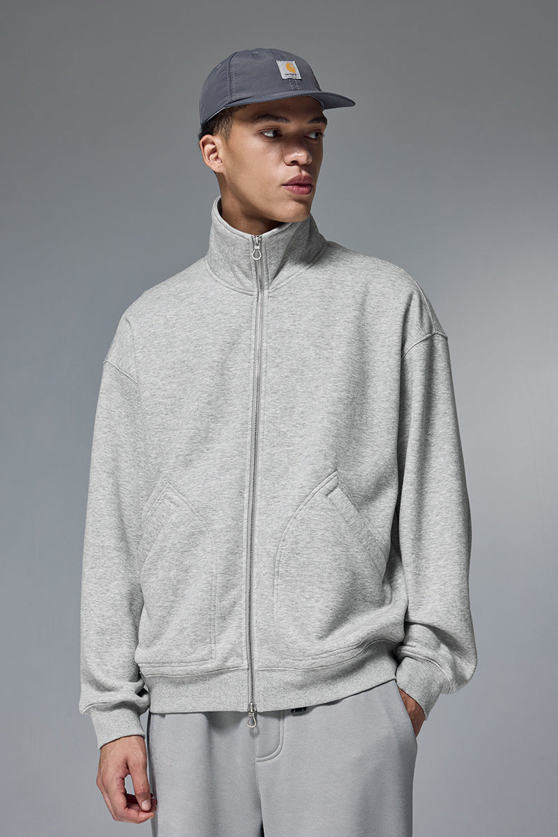 Sweatjacke Herren Reißverschluss hoher Kragen Casual Streetwear bequem