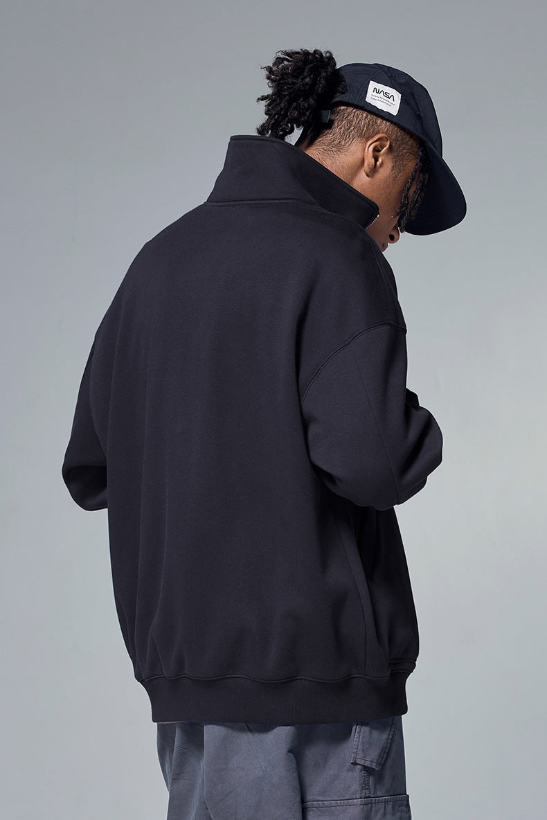Sweatjacke Herren Reißverschluss hoher Kragen Casual Streetwear bequem