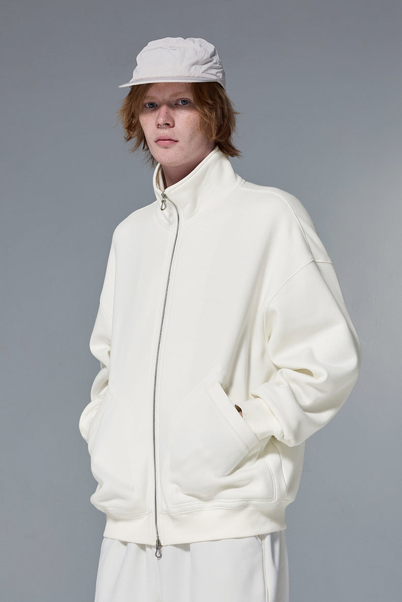 Sweatjacke Herren Reißverschluss hoher Kragen Casual Streetwear bequem