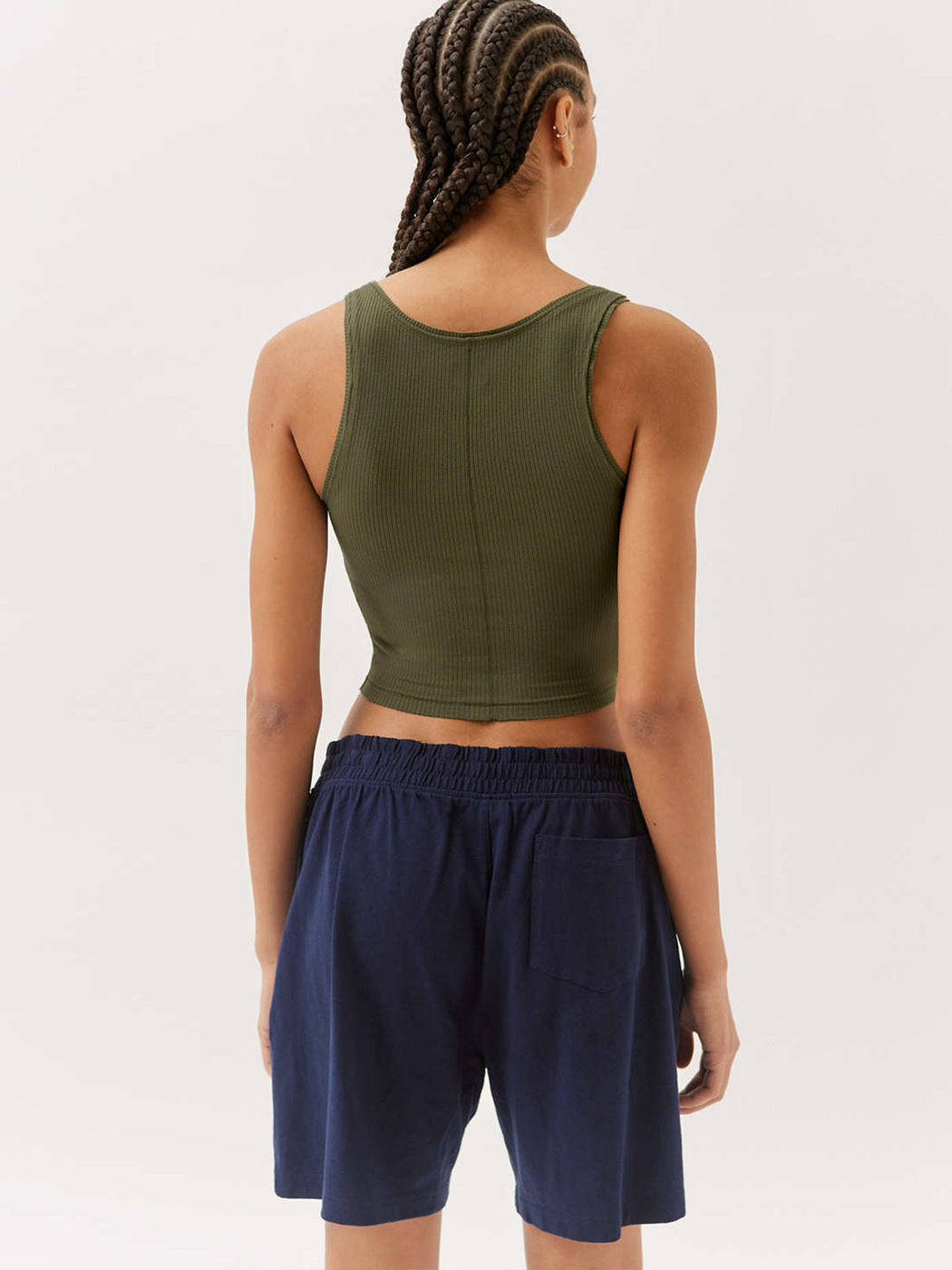 Grünes, Elegantes, figurbetontes Strick-Crop-Top