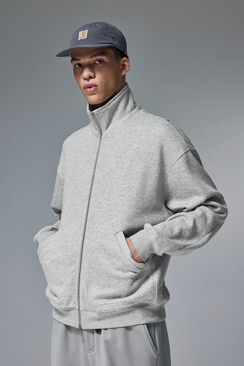 Sweatjacke Herren Reißverschluss hoher Kragen Casual Streetwear bequem