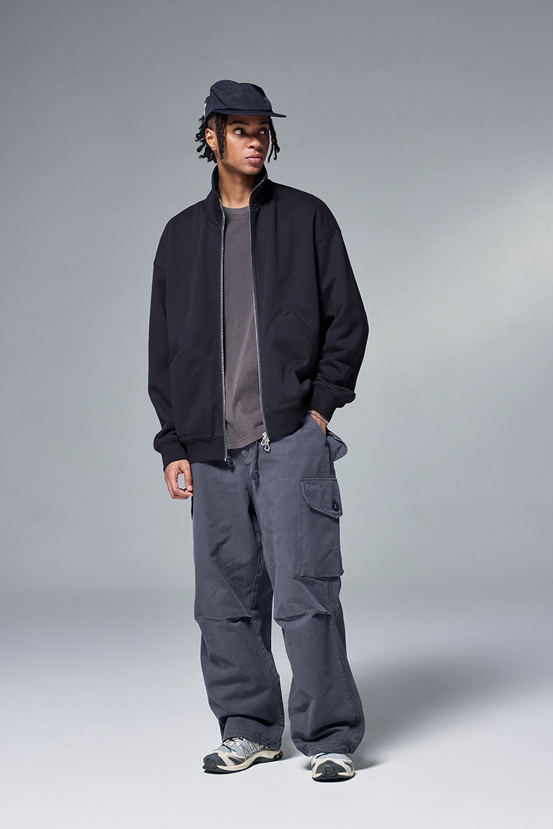 Sweatjacke Herren Reißverschluss hoher Kragen Casual Streetwear bequem