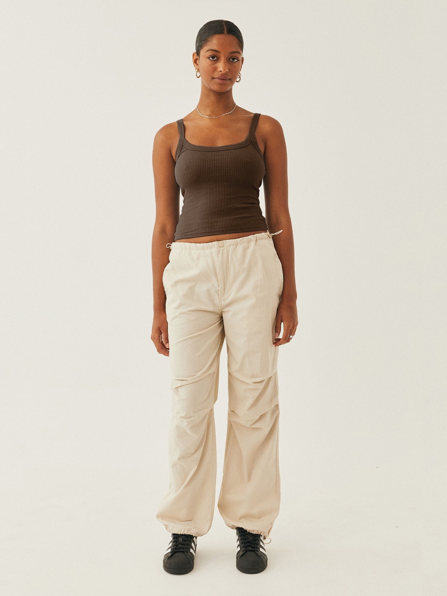 Dunkelbraunes Elegantes gestricktes Camisole-Oberteil ohne Ärmel