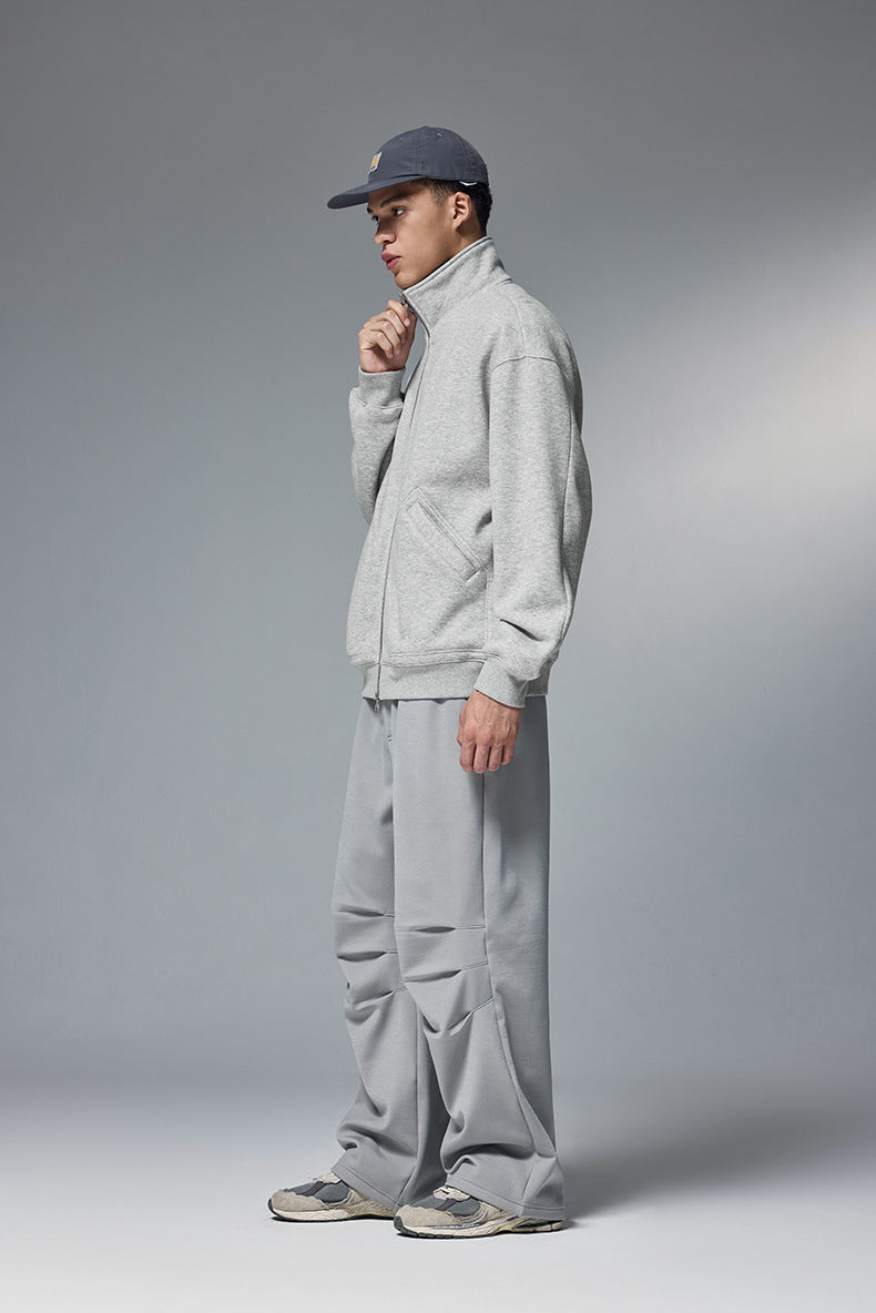 Sweatjacke Herren Reißverschluss hoher Kragen Casual Streetwear bequem