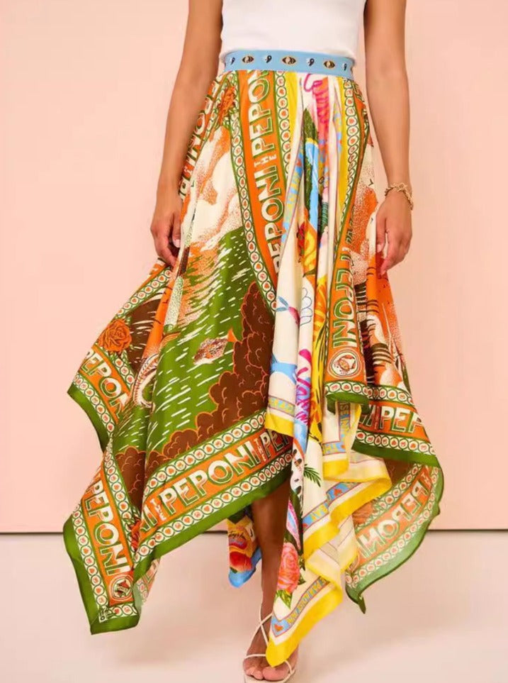 Lässiger Rock mit Retro-Print