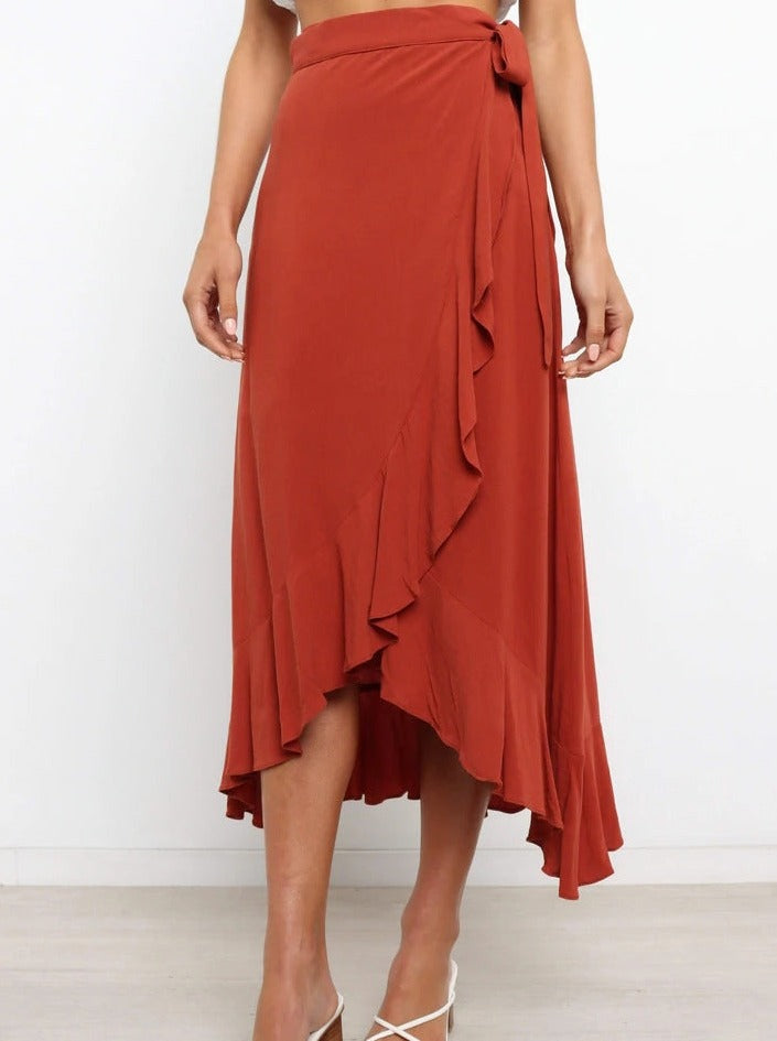 Asymmetrischer Elegantes roter langer Rock