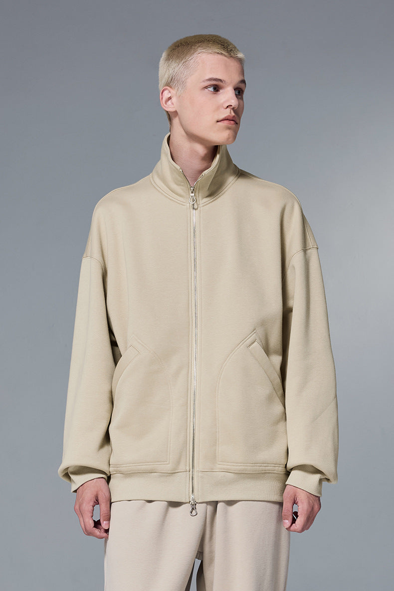 Sweatjacke Herren Reißverschluss hoher Kragen Casual Streetwear bequem