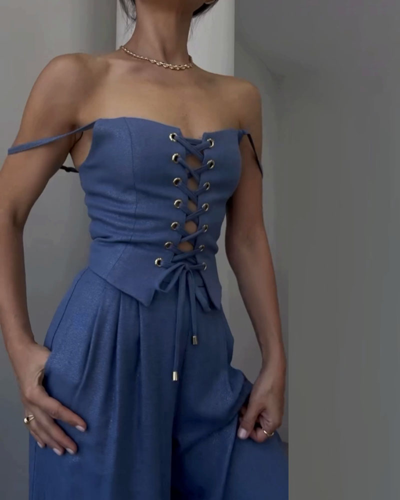 Matching Front Corset and Pants Set