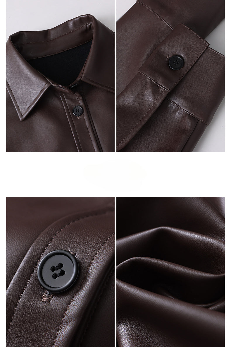 Modern Silhouette Sleek Faux Leather Jacket
