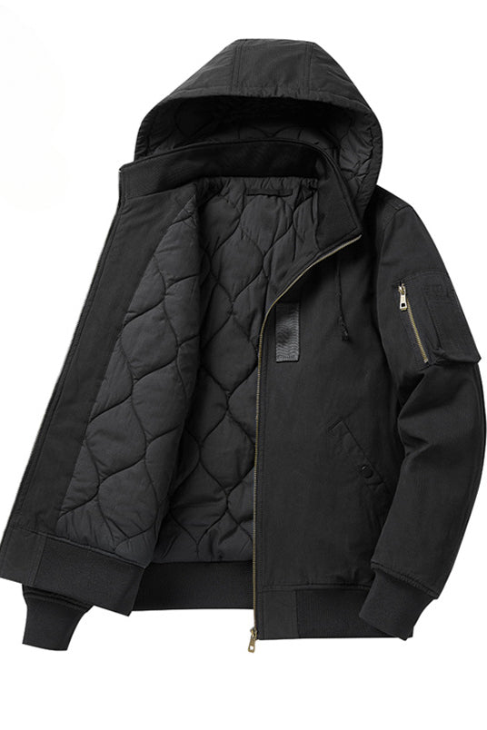 Gefütterte Kapuzenjacke Herren warm vielseitig mit Reißverschluss Outdoor