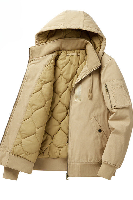 Gefütterte Kapuzenjacke Herren warm vielseitig mit Reißverschluss Outdoor
