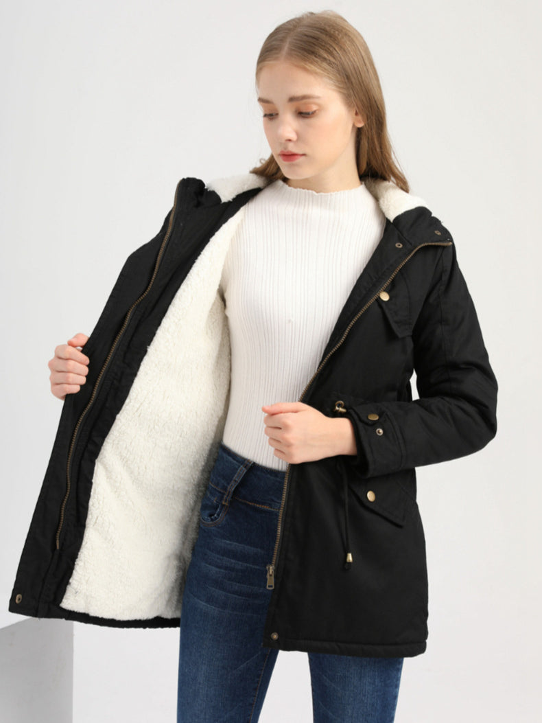 Damen Winterjacke mit Kapuze Parka Übergangsjacke