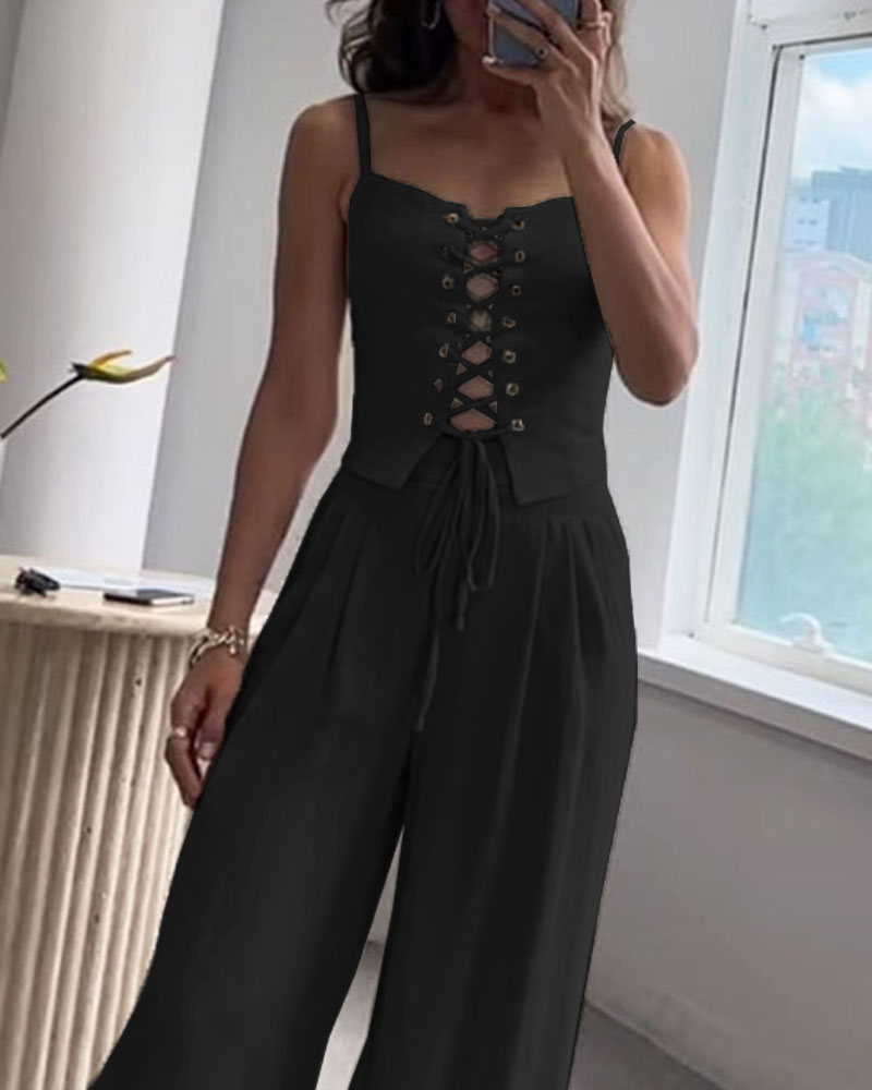 Matching Front Corset and Pants Set