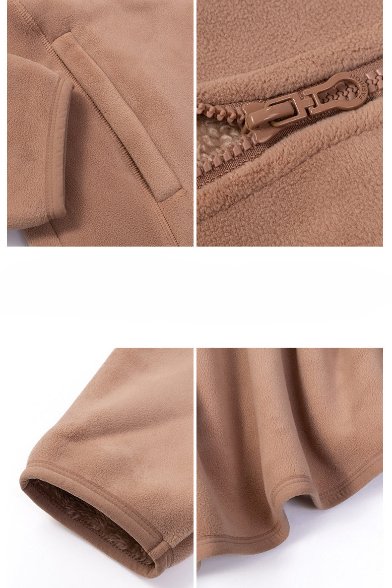 Fleecejacke Damen weich warm Reißverschluss Taschen modisch