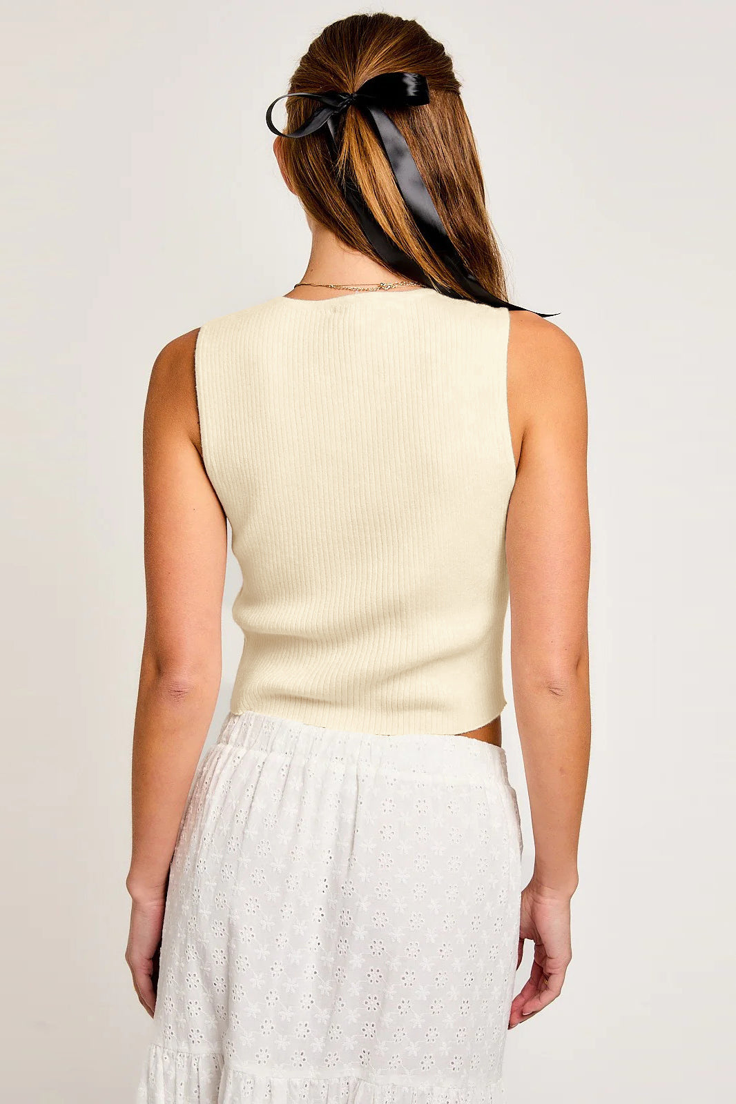 Aurora Tie-Detail Ribbed Tank