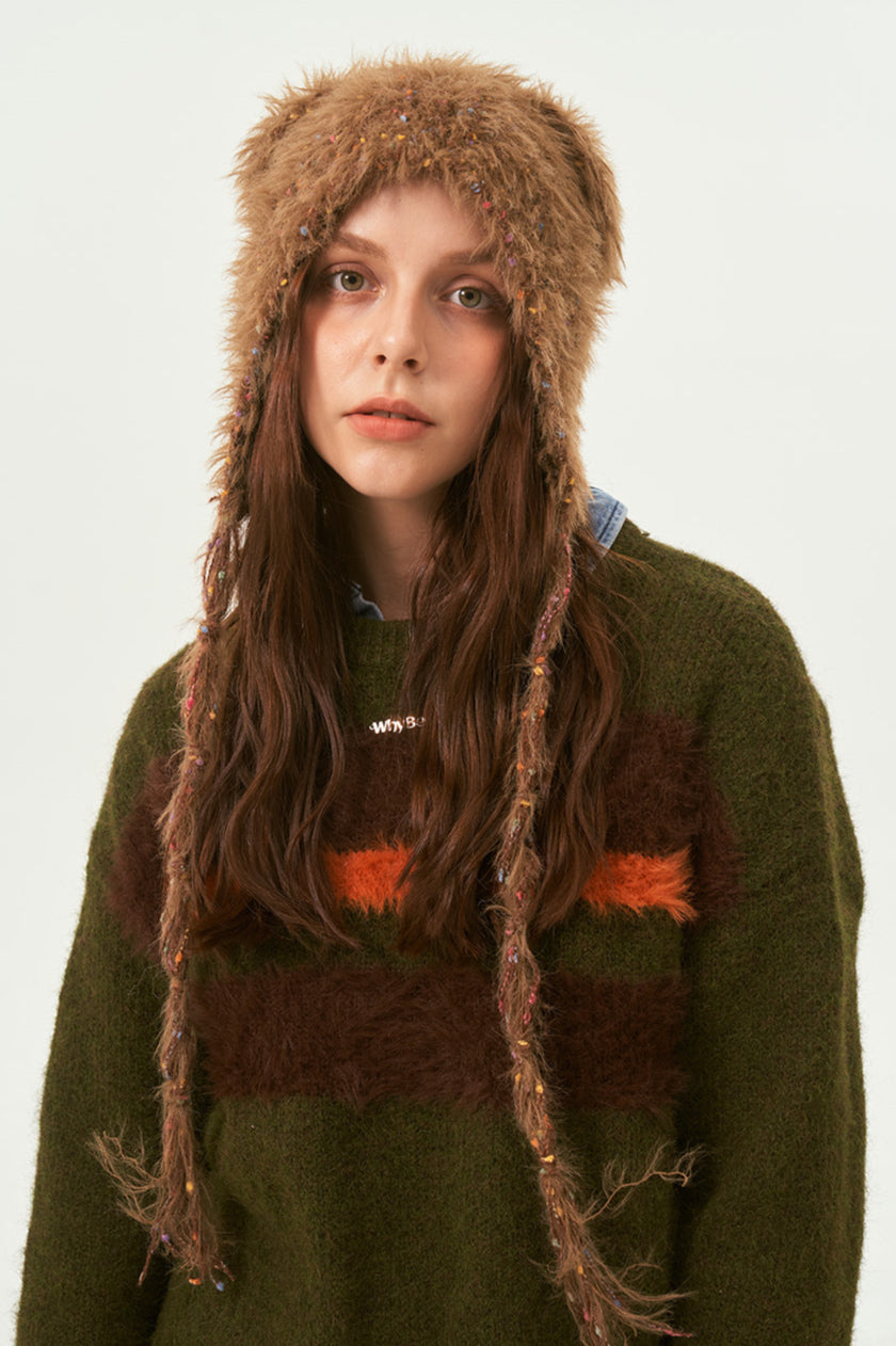 Warme Wintermütze mit Bärenmotiv für Damen