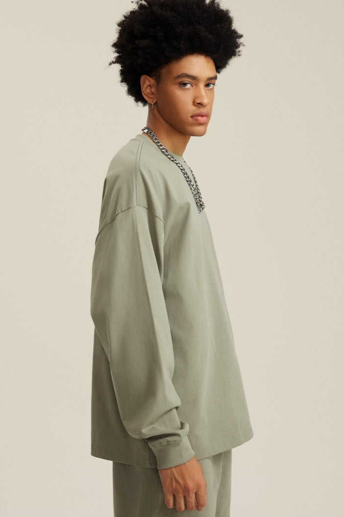 Bequemes Langarm-Sweatshirt mit Rundhalsausschnitt für Herren