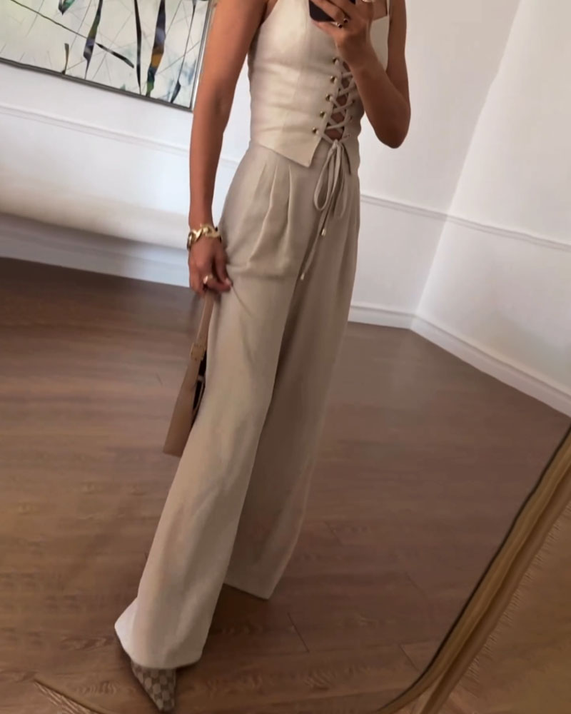 Matching Front Corset and Pants Set
