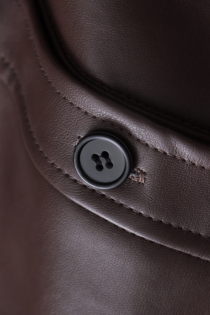 Modern Silhouette Sleek Faux Leather Jacket