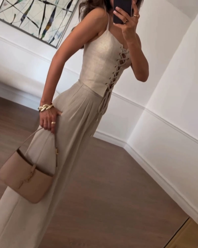 Matching Front Corset and Pants Set