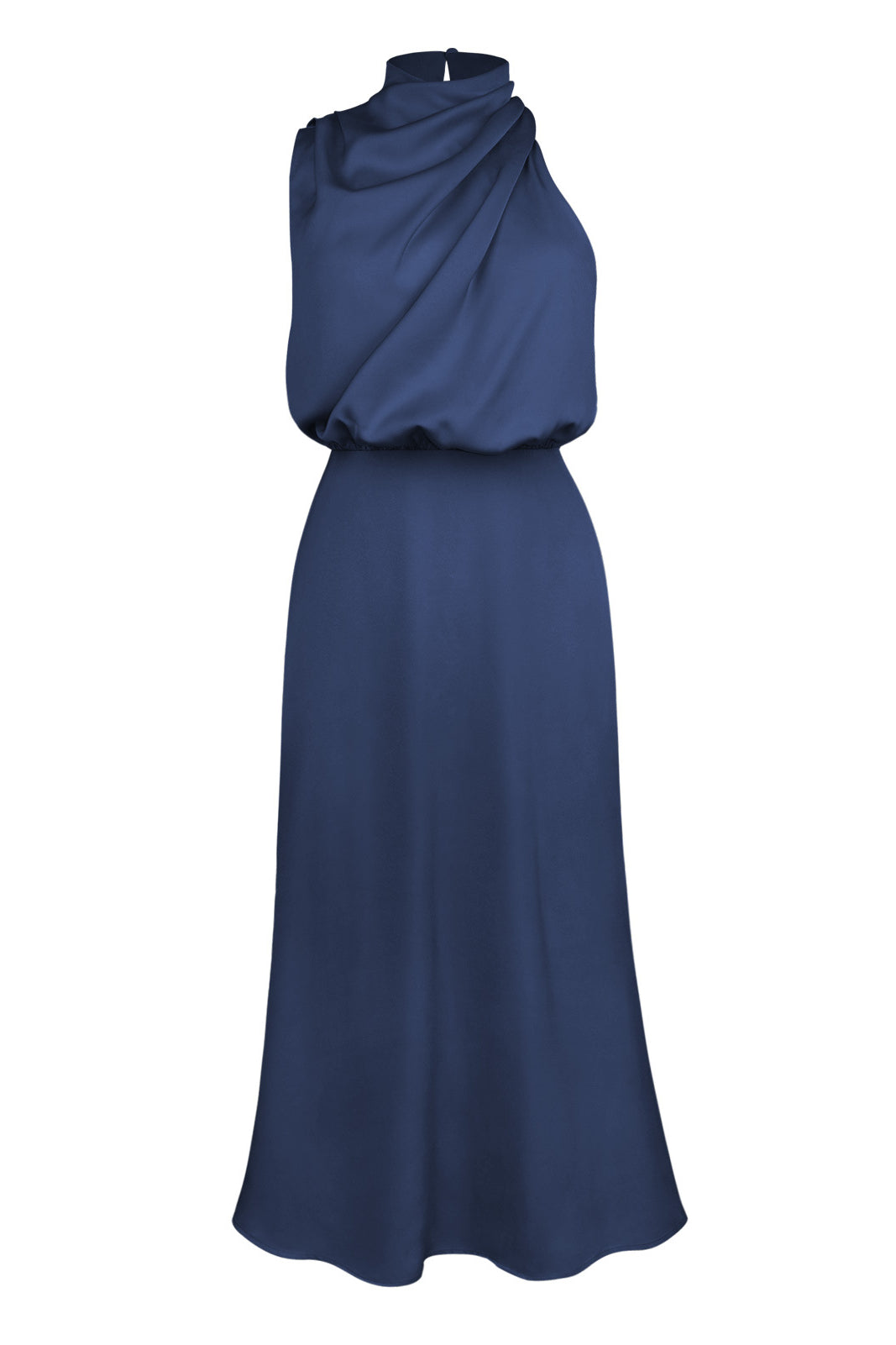 Elegantes tiefblaues Neckholderkleid