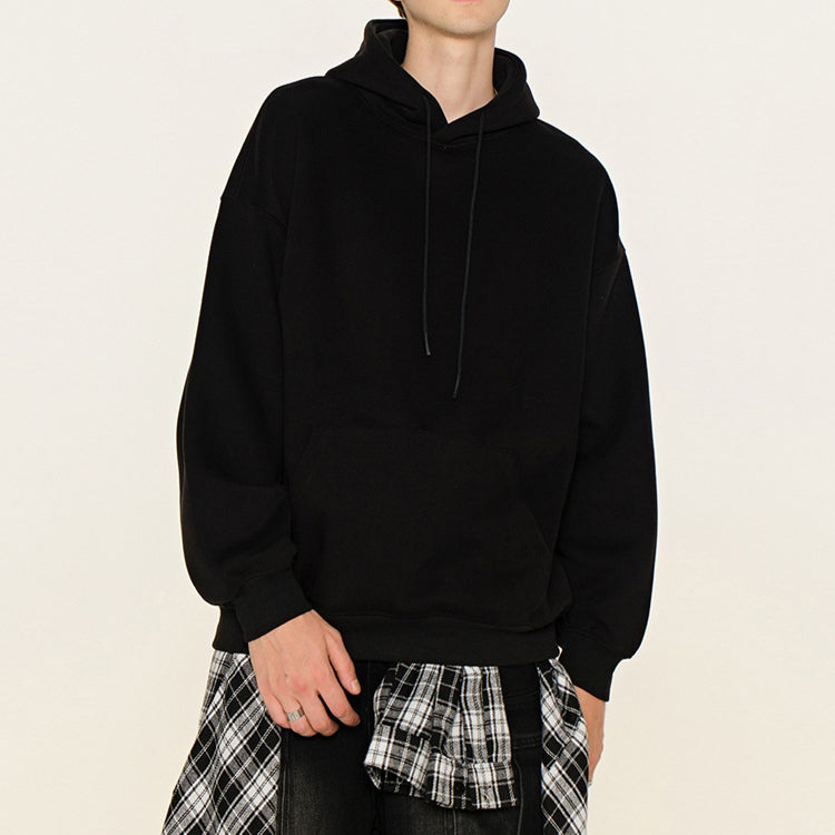 Winter-Sweatshirt mit Kapuze in Volltonfarbe