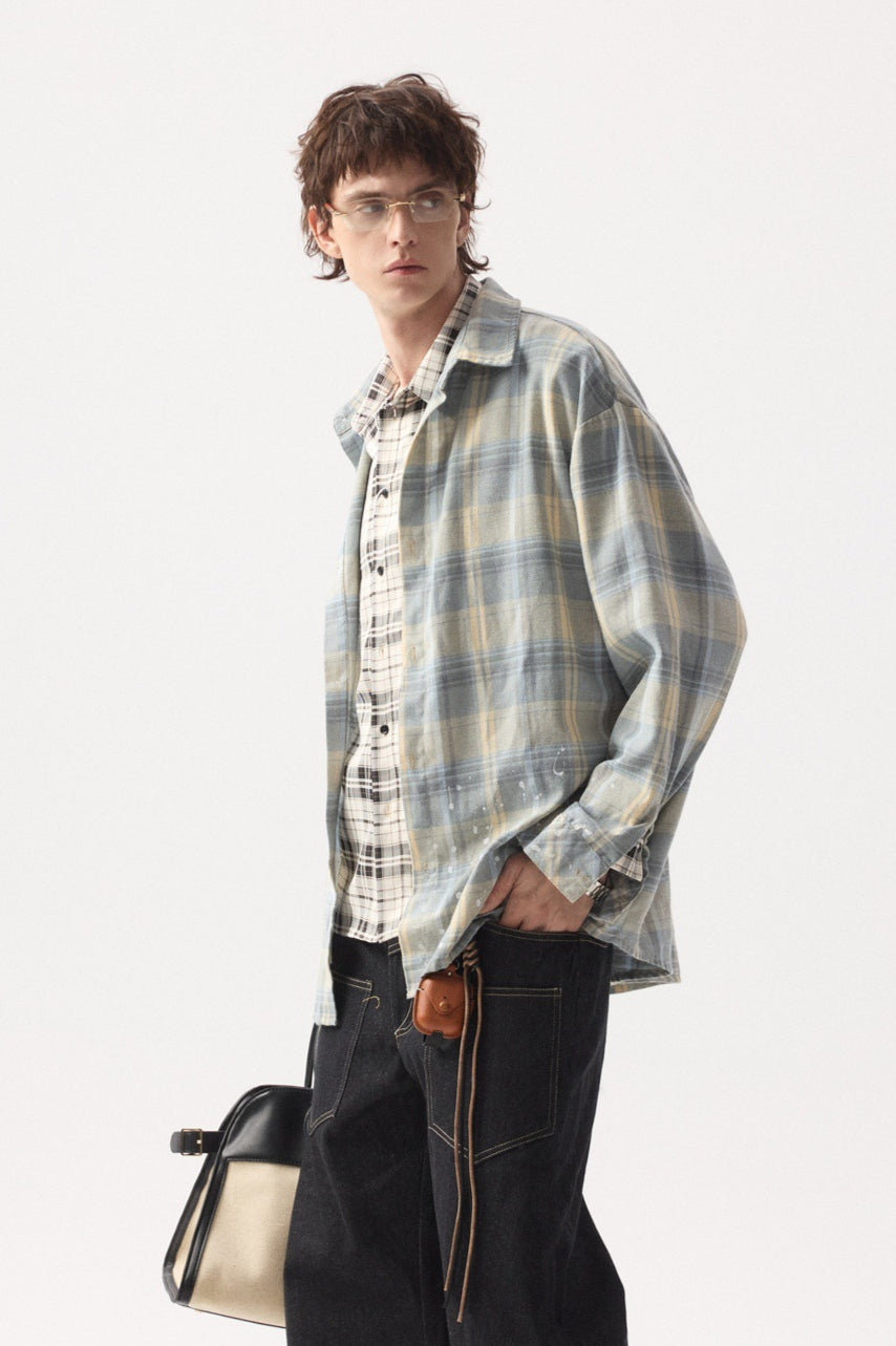 Men's Casual Plaid Shirt Long Sleeve