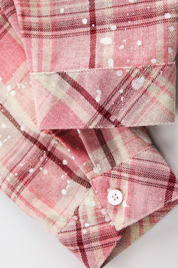 Men's Casual Oversized Plaid Shirt in Pink