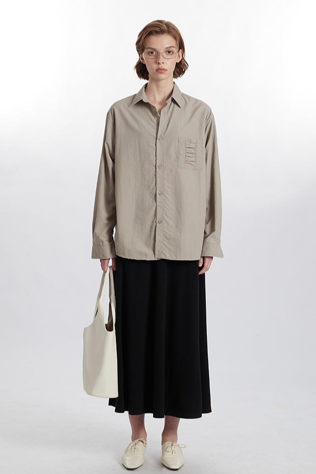 Beiges Oversized Button-Down-Hemd für Damen