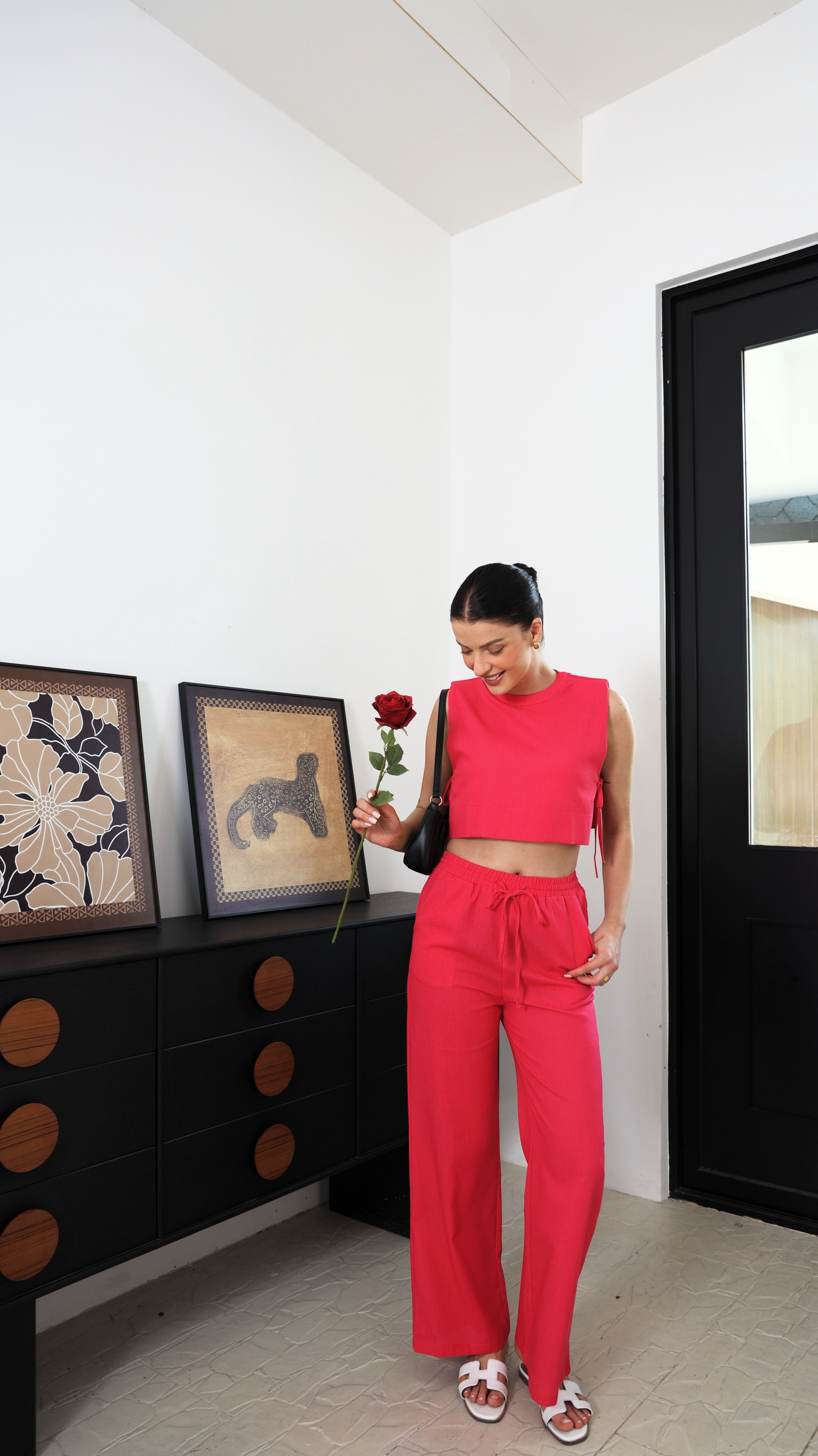 Red Chic Casual Crop Top and Wide Leg Pants (Copy)