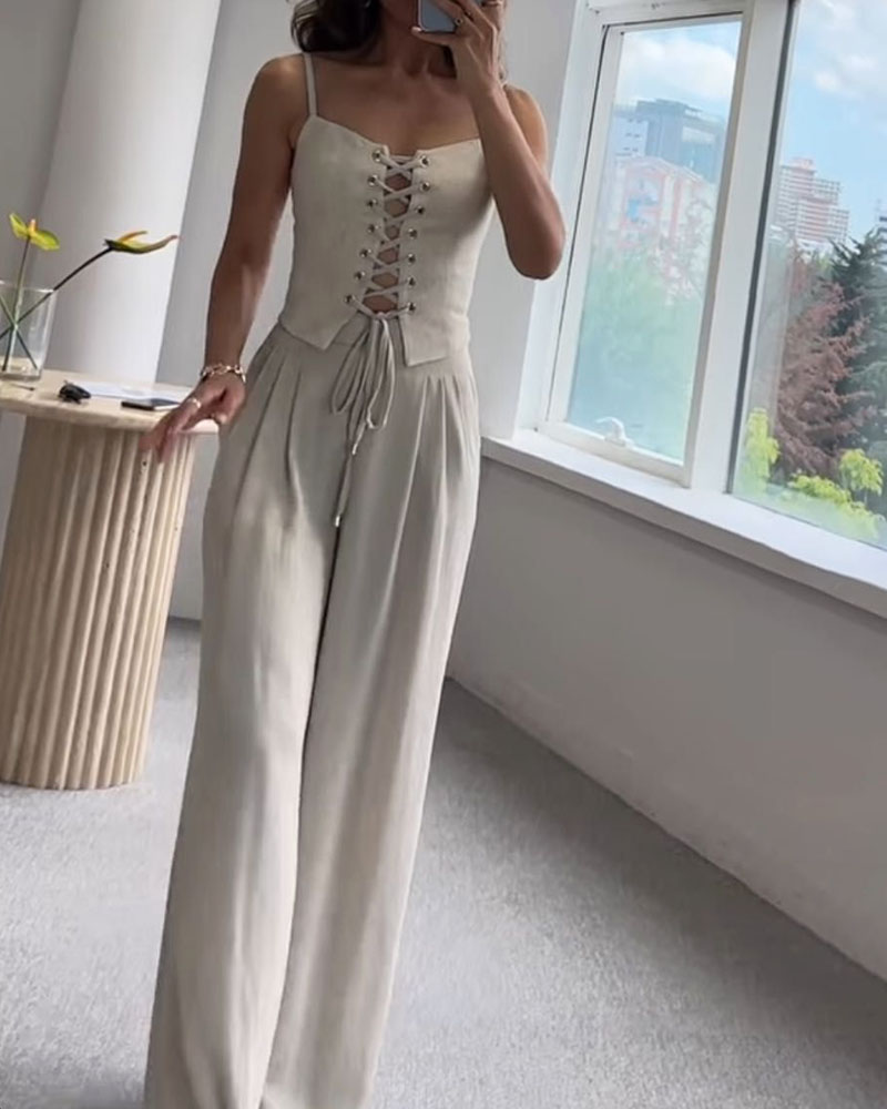 Matching Front Corset and Pants Set