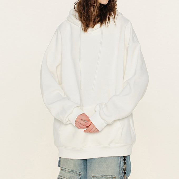 Winter-Sweatshirt mit Kapuze in Volltonfarbe